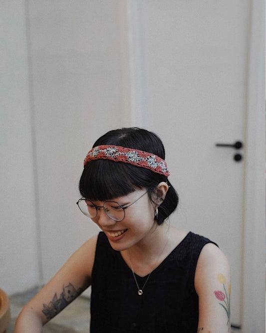 夏日花火髮帶|醋栗紅