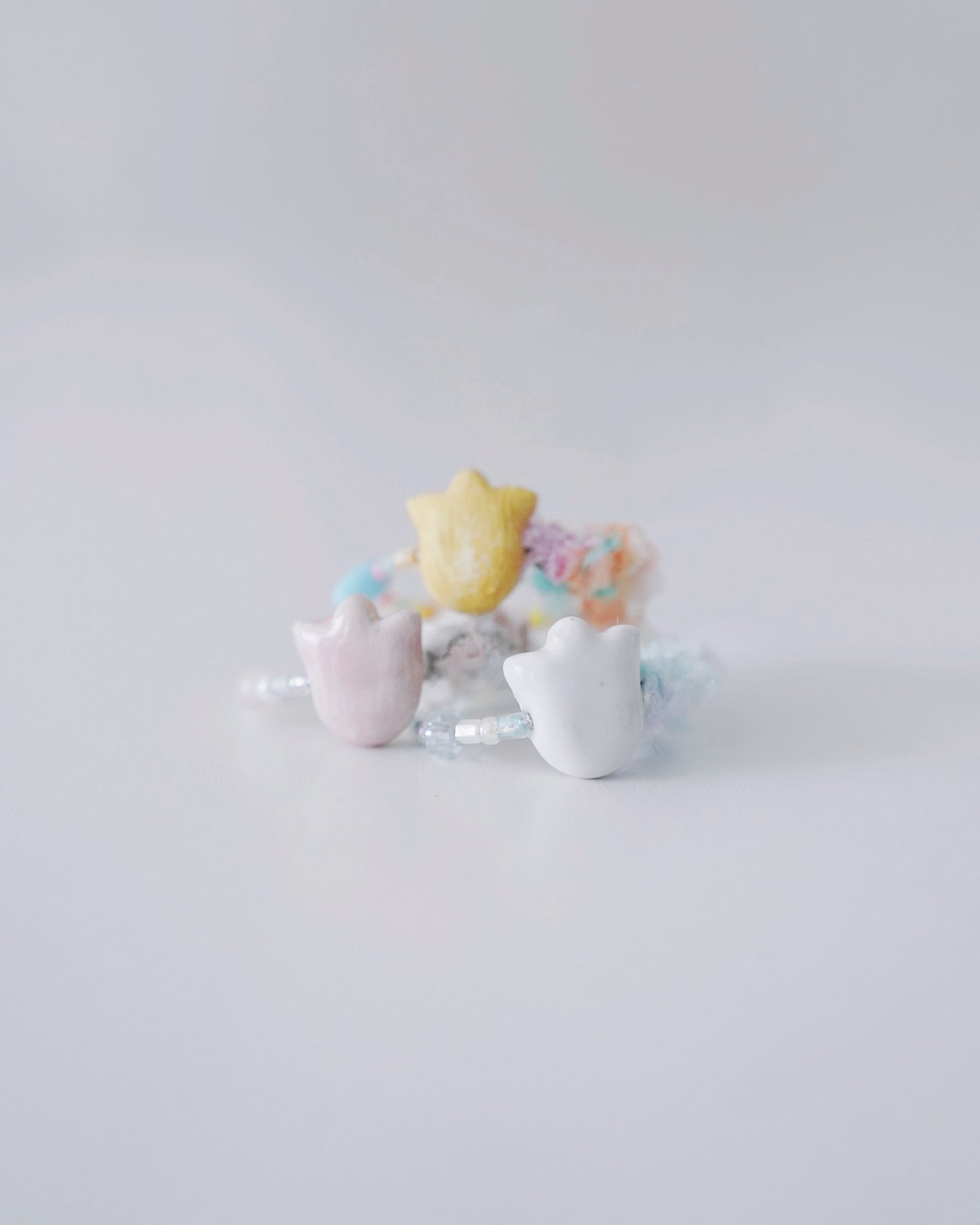 【現貨】Deerahat x 苜苜 Muk Muk 聯名系列 - 寶石陶鑑｜流れ星戒指 鬱金香( ၴႅၴ