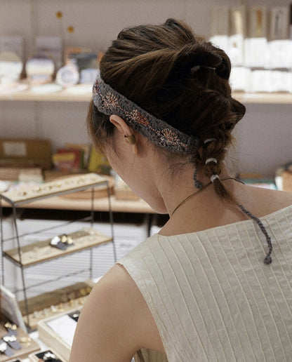 夏日花火髮帶｜灰藍